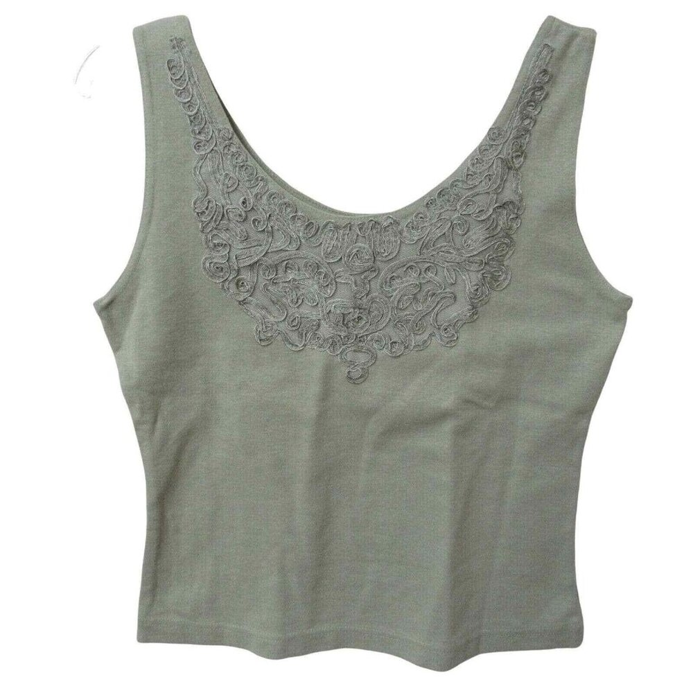New York style tank top‎ Womens size medium green Polyester blend front design